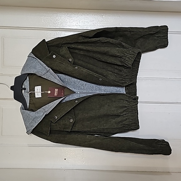 Women's Boutique Corduroy hoodie jacket,  olive green - Picture 1 of 6